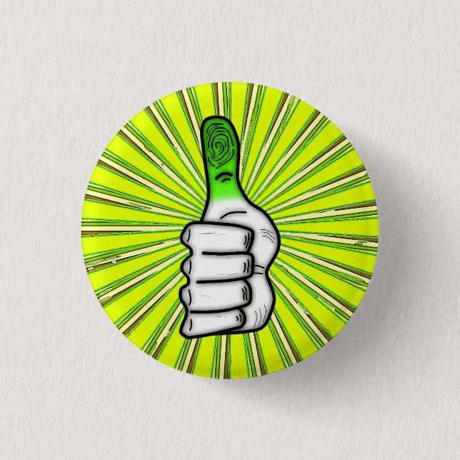 Green thumb v2 3 cm round badge (Front)
