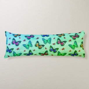 Green Tie-dye Butterfly Print Body Pillow