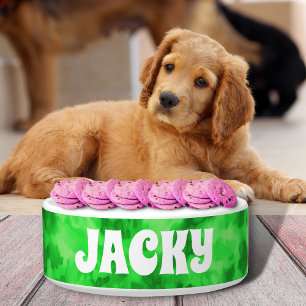 Green Tie Dye Personalised Dog or Cat Name  Bowl