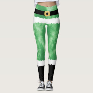 Green Tie Dye Santa Claus Costume Christmas Leggings