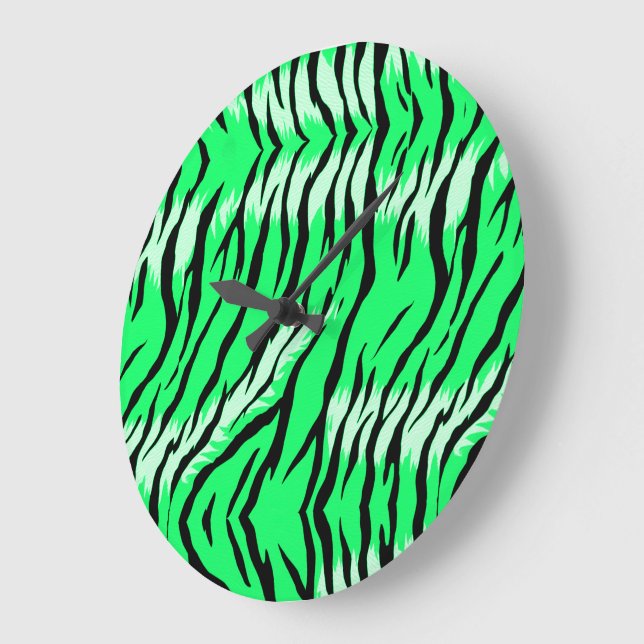Green Tiger Animal Skin Pattern Design  Large Clock (Angle)