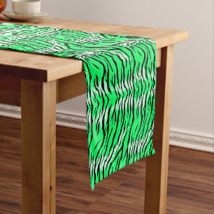 Green Tiger Animal Skin Pattern Design Short Table Runner