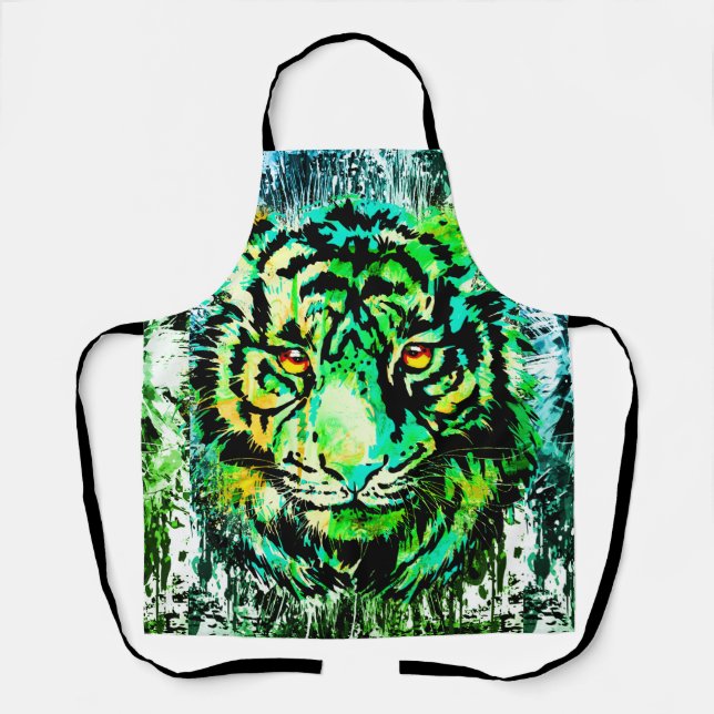 Green Tiger Apron - Green Tiger Drawing (Front)