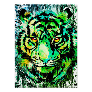 Green Tiger Poster Print - Green Tiger Drawing