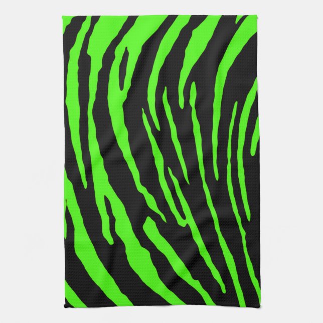 Green Tiger Stripes Tea Towel (Vertical)