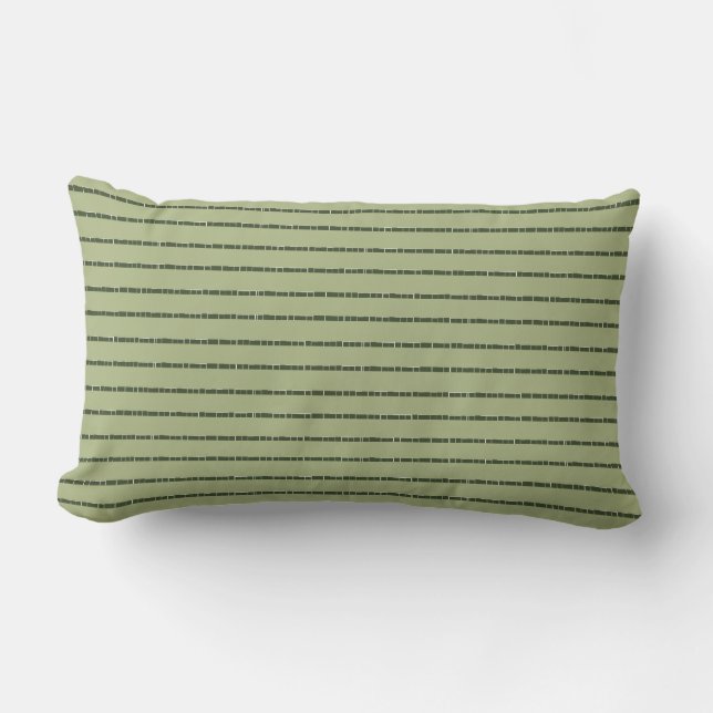 Green Tile Stripe Khaki Outdoor Lumbar Pillow (Front)