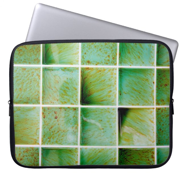 Green tiles laptop sleeve (Front)