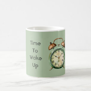 Green Time To Wake Up Alarm Clock Coffee Mug