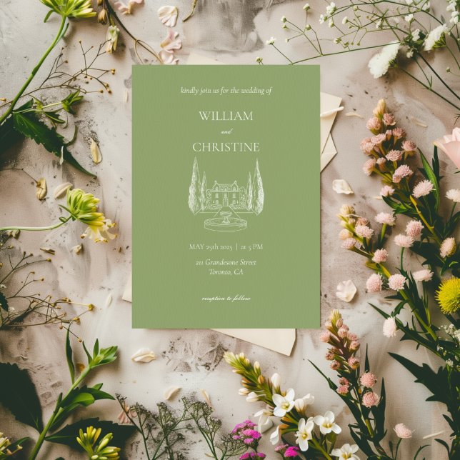 Green Timeless Modern Script QR Code Wedding Invitation (Creator Uploaded)