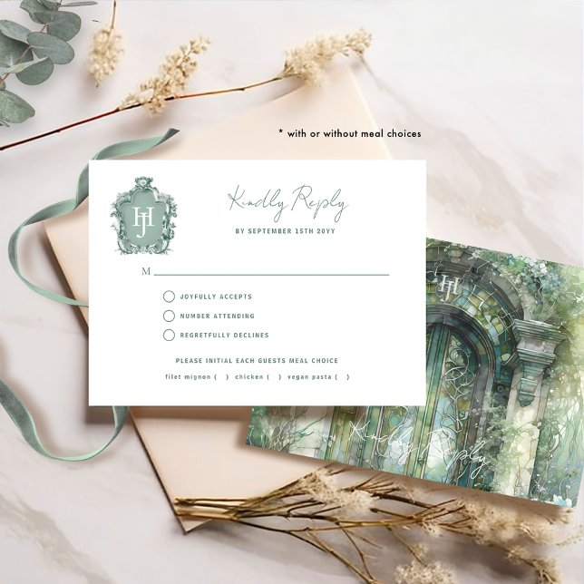 Green Timeless Wedding With/without Meal RSVP (Creator Uploaded)