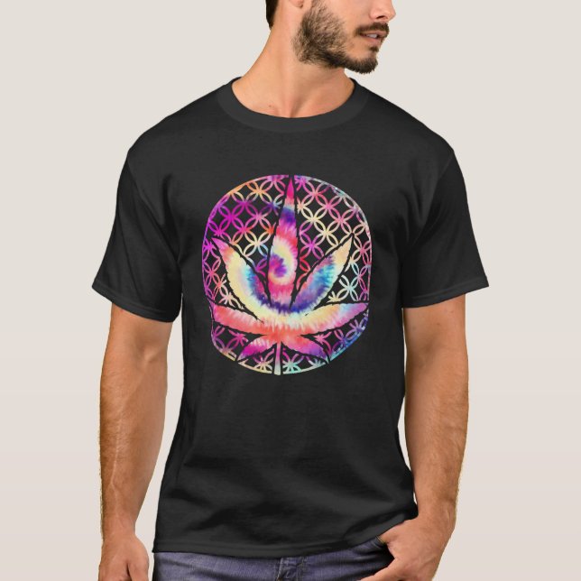 Green Times Flower Of Life Pot Leaf T-Shirt (Front)