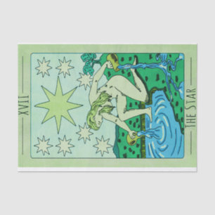Green tint tarot cards star XVII major arcana Tissue Paper