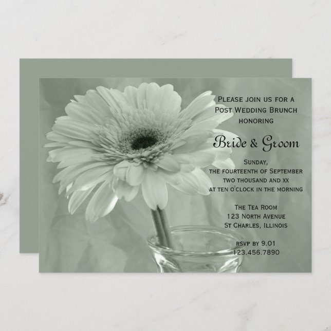 Green Tinted Daisy Post Wedding Brunch Invitation (Front/Back)