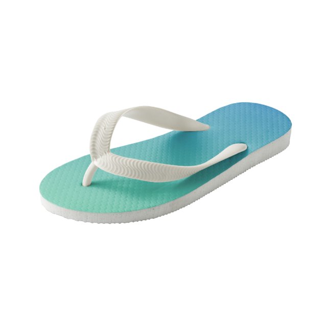 green to blue kid's thongs (Angled)