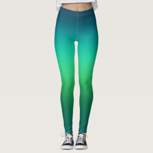 Green to Teal Gradient Leggings Ombre Athletic Yog