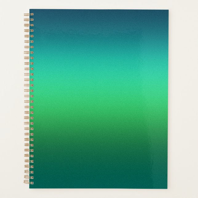 Green to Teal Gradient Spiral Notebook Modern Mini Planner (Front)