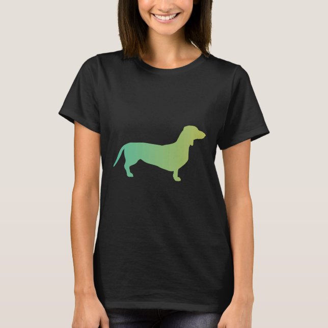 Green To Yellow Gradient Dachshund T-Shirt (Front)