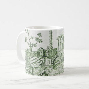 Green Toile de Jouy Coffee Mug