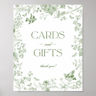 Green Toile De Jouy Floral Cards and Gifts Sign