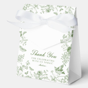 Green Toile De Jouy Floral Dessert Favour Boxes
