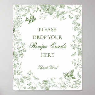 Green Toile De Jouy Floral Share a Recipe Bridal Poster