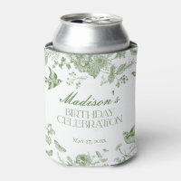 Green Toile De Jouy Vintage Floral Birthday Favour