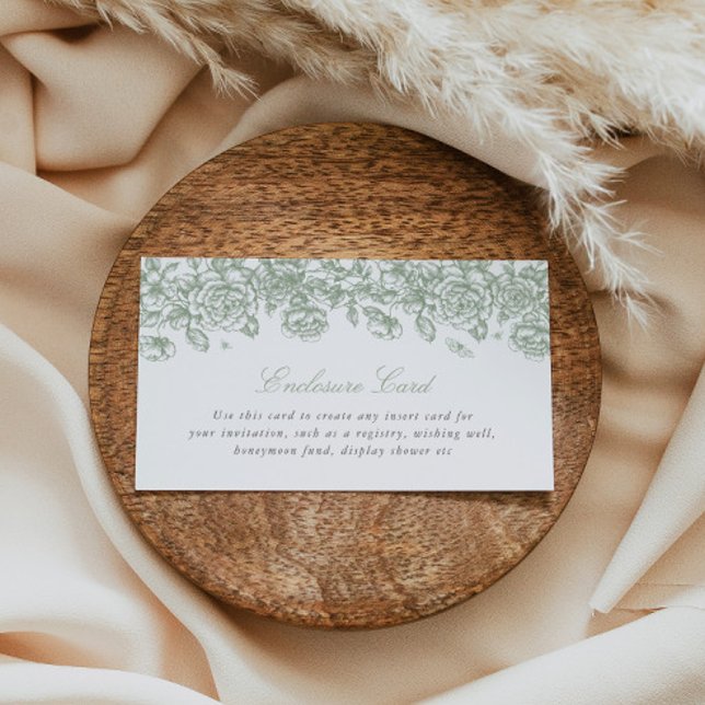 Green Toile Enclosure Card Custom Insert Floral  (Creator Uploaded)