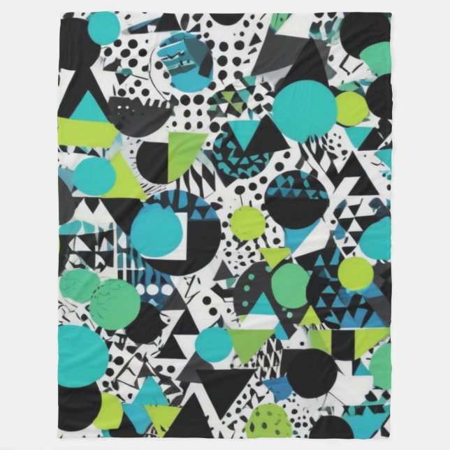 Green Tone With Black Contemporary Design Fleece Blanket (Front)