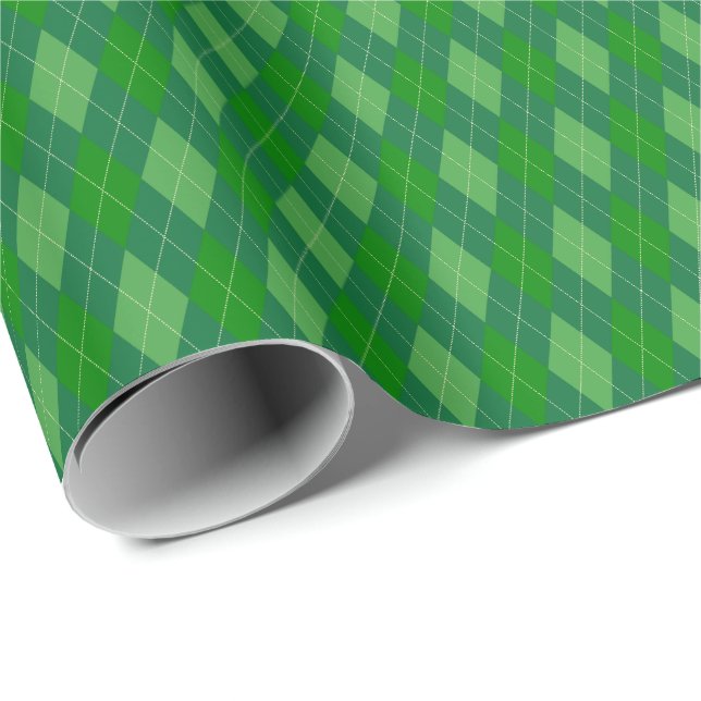 Green Tones Argyle Wrapping Paper (Roll Corner)