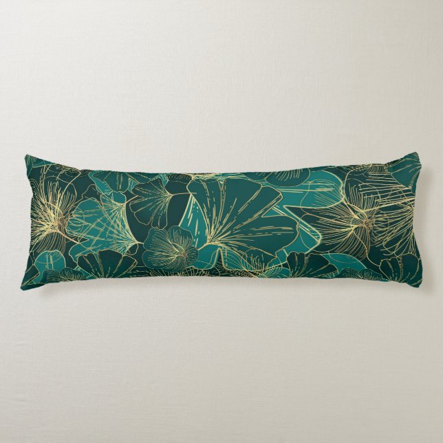 Green &  Tones Exotic Leaves Body Cushion (Front)