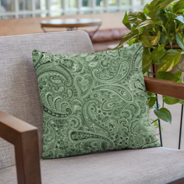 Green Tones Floral Paisley Pattern Cushion (Creator Uploaded)