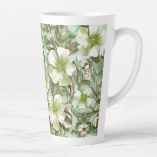 Green tones, Floral Pattern Latte Mug