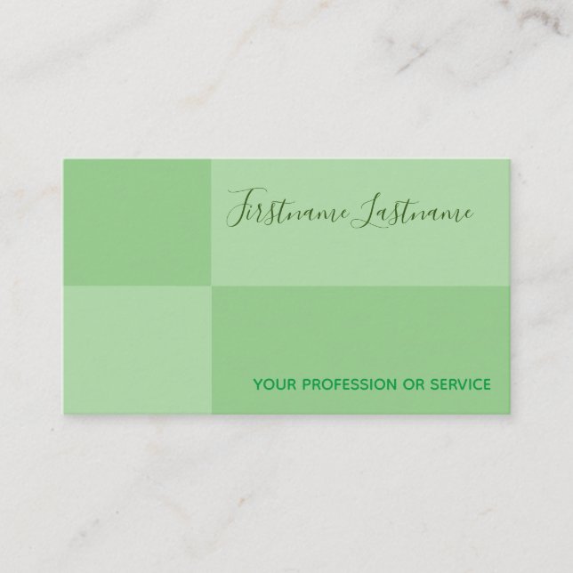 Green tones rectangular fresh lime calligraphy business card (Front)