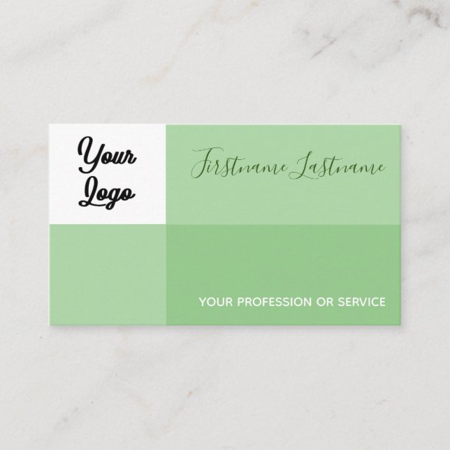 Green tones rectangular with logo calligraphy business card (Front)