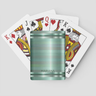 Green Tones Stripes Pattern Playing Cards