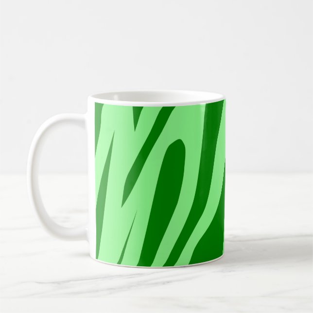 Green Tones Tiger Seamless Pattern Coffee Mug (Left)