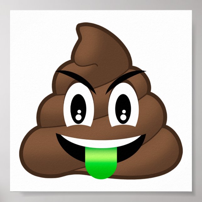 Green Tongue Crazy Poop Emoji Poster (Front)