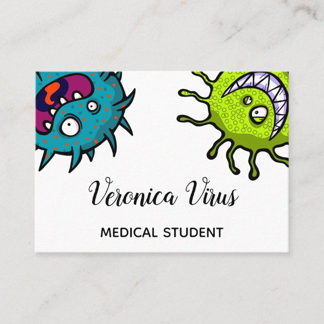 Green Toothy Bacteria Allergy Bugs Business Card (Front)