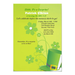 Green Top Hat Party Invitation