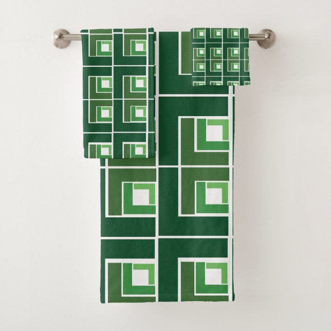 Green Topsy Turvy  Bath Towel Set (Insitu)