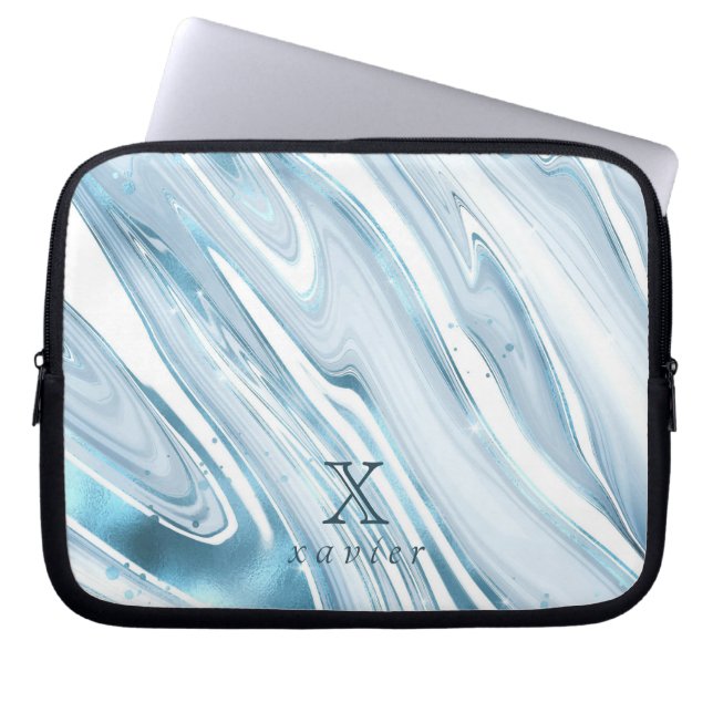Green Tosca Marble Customisable Laptop Sleeve (Front)