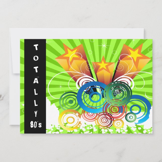 green totally 80's retro  party Invitation (Front)