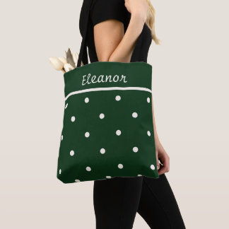 Green Tote with Cream Dots – Perfect for Holidays 