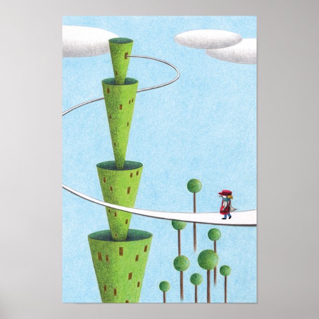 Green tower and a postman. poster (Front)