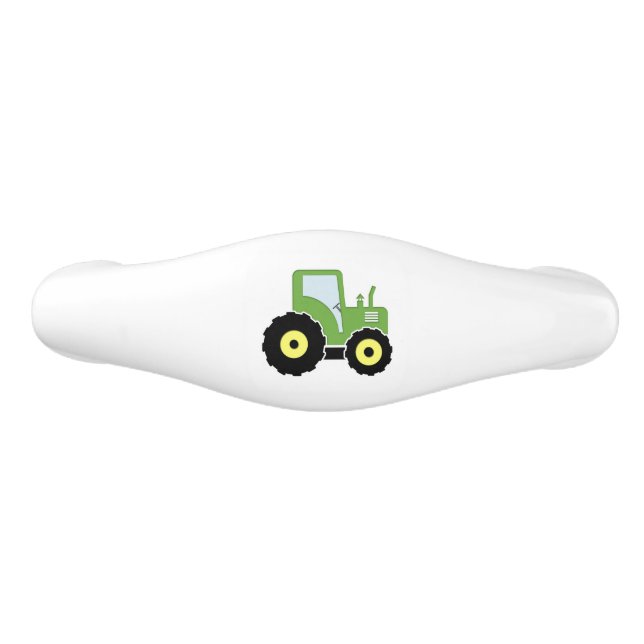 Green toy tractor ceramic drawer pull (Front)