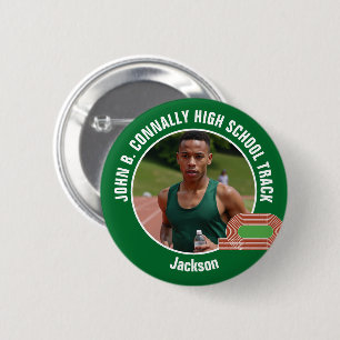 Green Track & Field Photo High School Athlete 6 Cm Round Badge