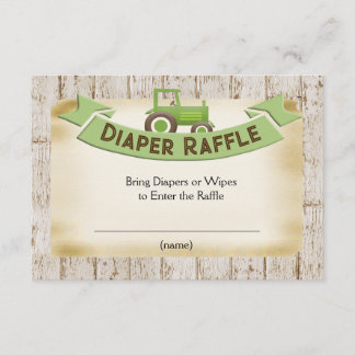 Green Tractor Baby Boy Diaper Raffle Card