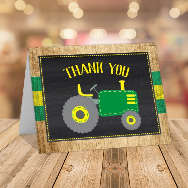Green Tractor Baby Shower Thank You Card (Creator Uploaded)