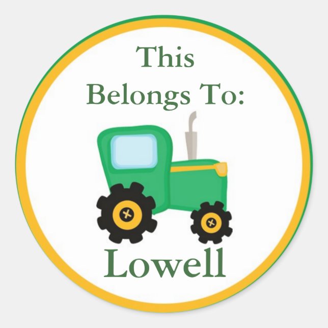 Green Tractor Back to School Stickers (Front)