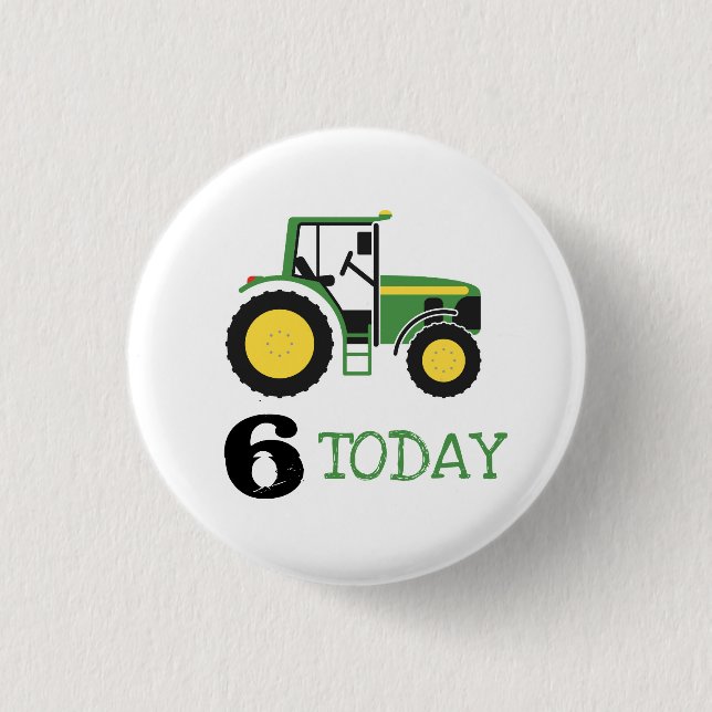 Green Tractor Birthday Age Badge Button (Front)